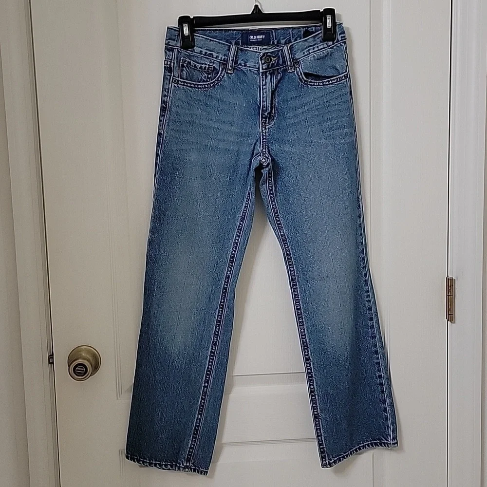 Old Navy, Size 12 Standard, Med Wash, Straight Leg Jeans, Excellent Used Cond.